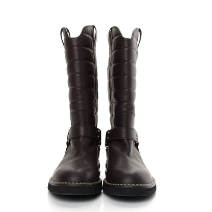 Chanel Calfskin Star Quilted Biker Boots 39.5 Brown 2 of 9