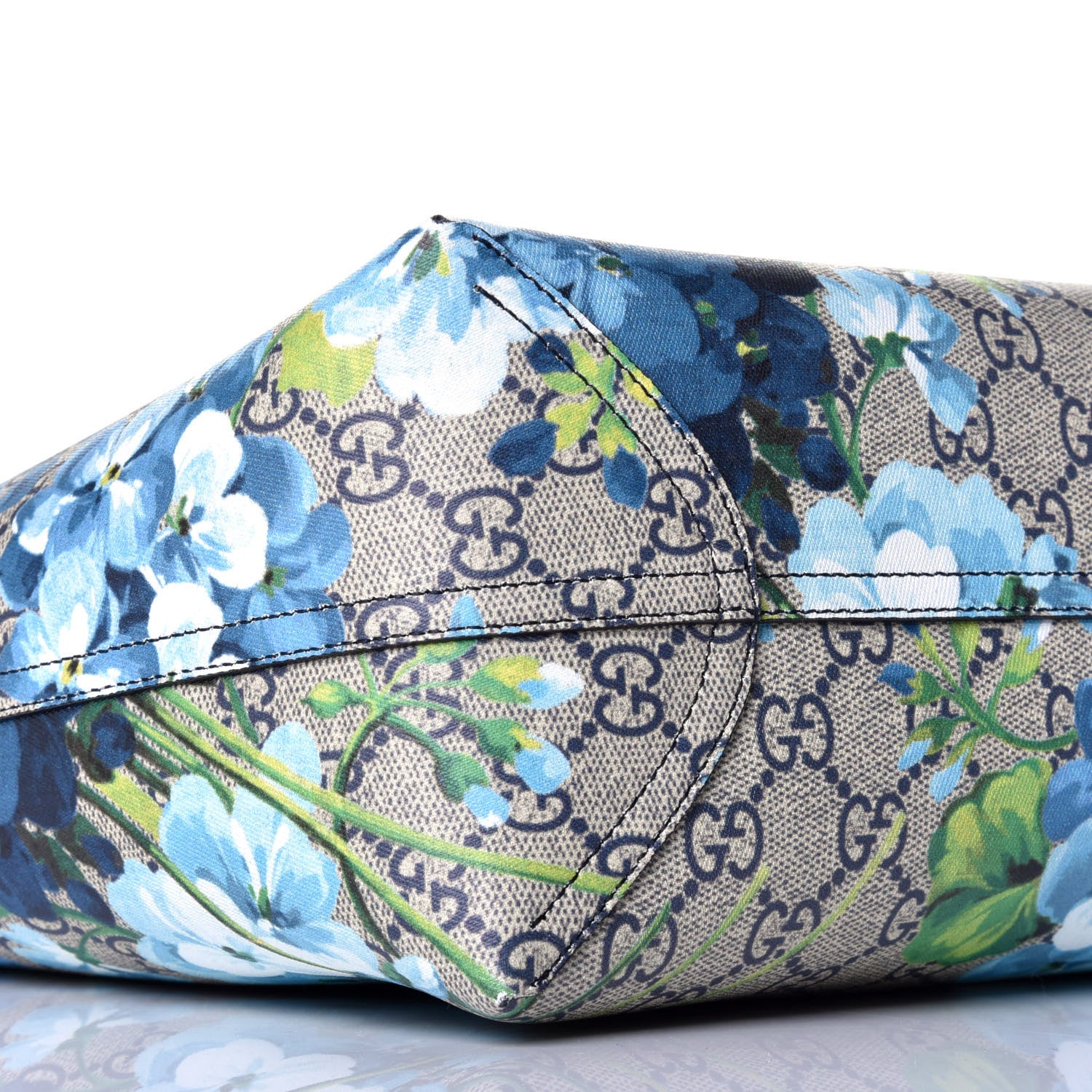 Gucci GG Supreme Monogram Blooms Medium Reversible Tote Beige Blue Navy 12 of 16