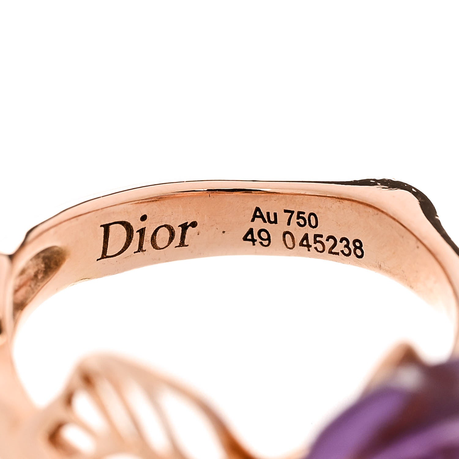 Christian Dior 18K Rose Gold Diamond Amethyst Dior Pre Catelan Ring 49 4.75 5 of 5