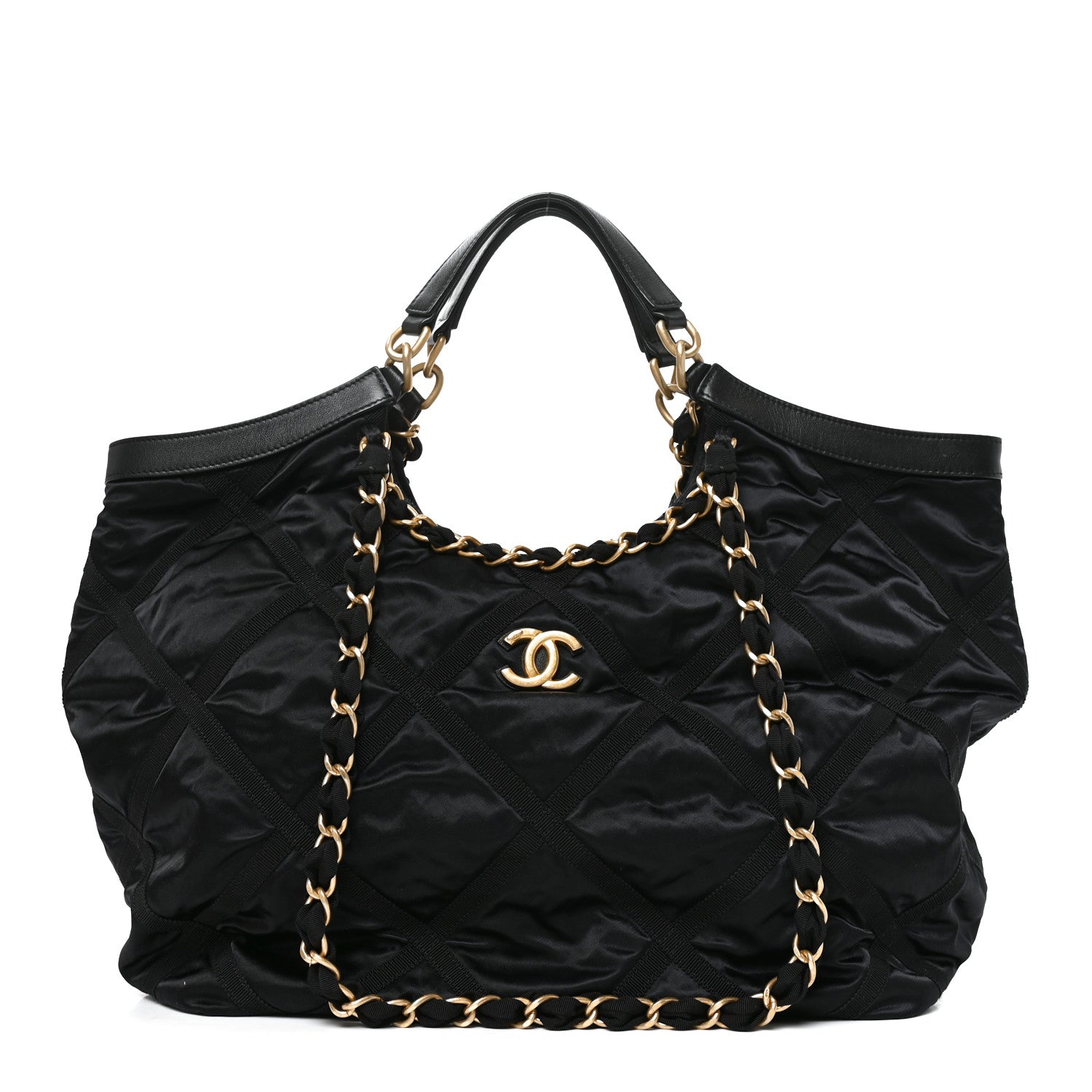 Chanel Nylon Grosgrain Quilted Lifestyle Shopping Tote Black 1 of 10