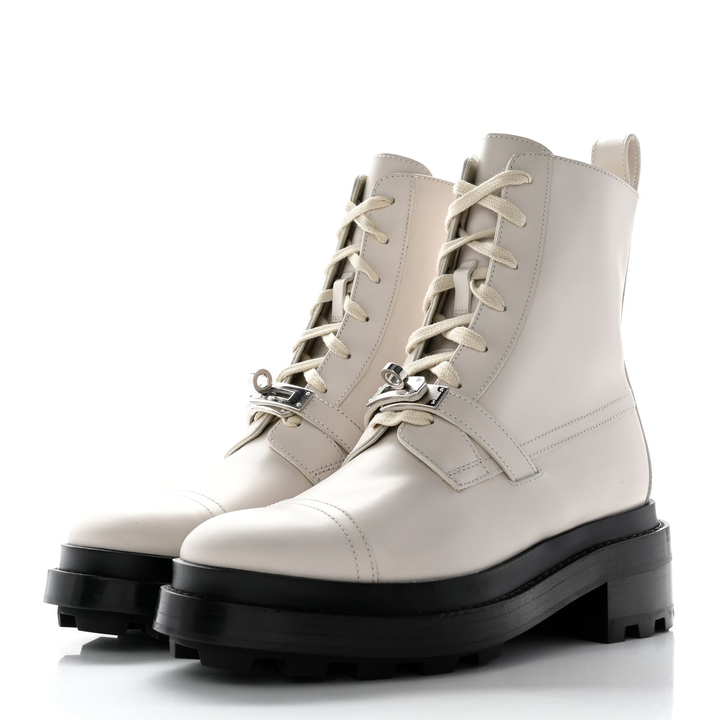 Glossed Calfskin Funk Ankle Boots 36 Beige Glaise