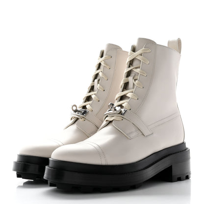 Hermes Glossed Calfskin Funk Ankle Boots 36 Beige Glaise 3 of 10