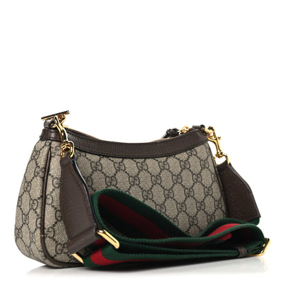 Gucci GG Supreme Monogram Textured Dollar Calfskin Web Small Ophidia GG Handbag Beige Ebony New Acero 3 of 11