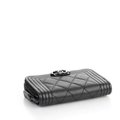 Chanel Caviar Quilted Boy Zip Around Coin Purse Wallet Black 4 of 7