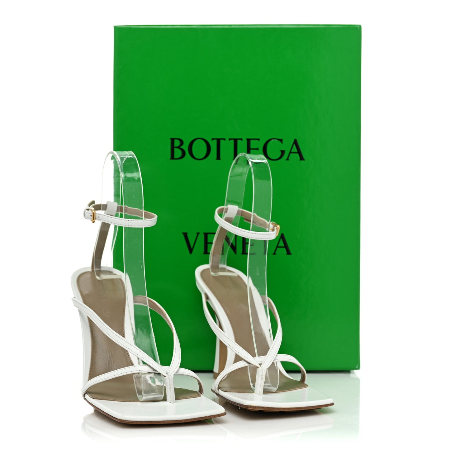 Lambskin Stretch Multi Strap 90mm Sandals 36.5 Optic White