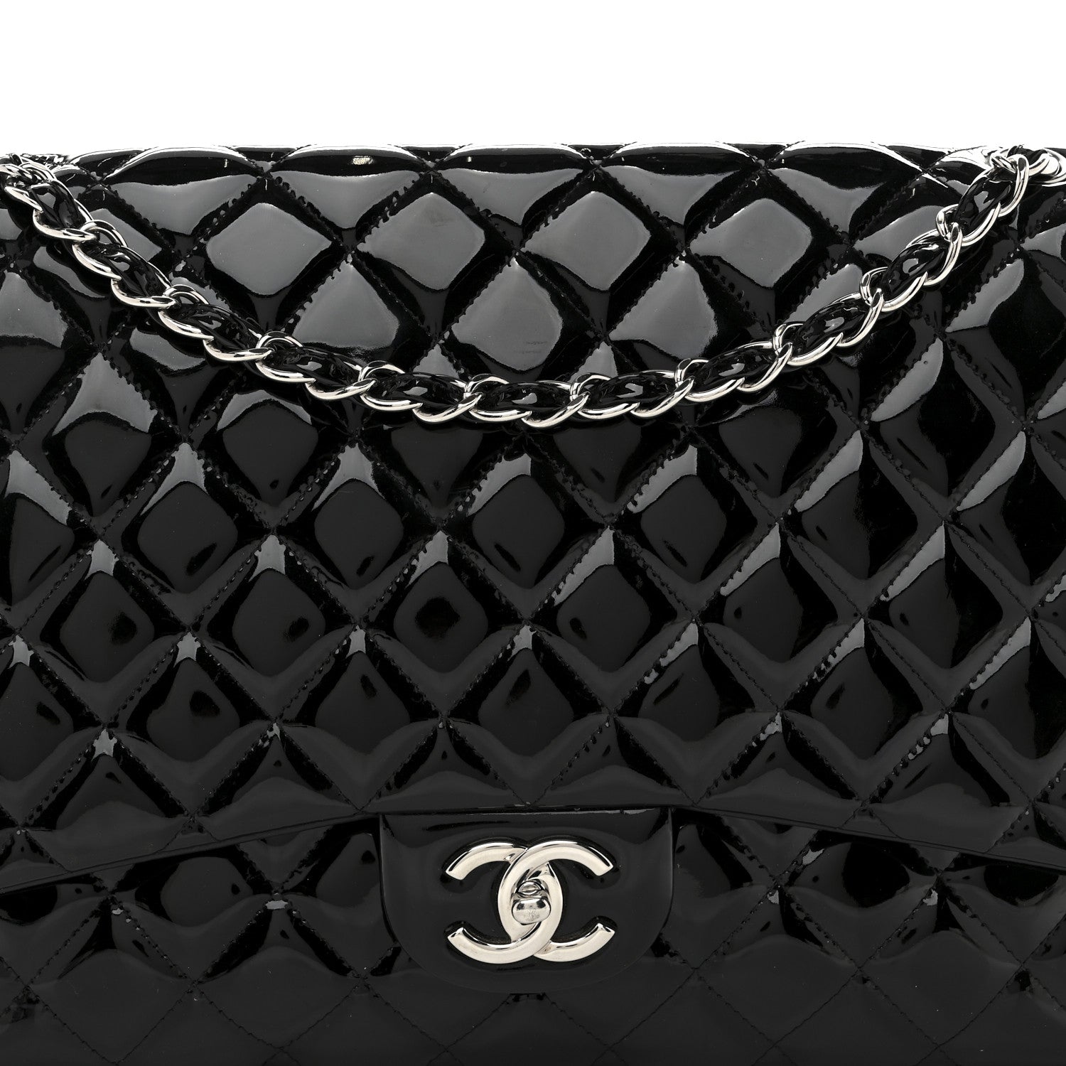 Chanel Patent Quilted Maxi Double Flap Black 8 of 10