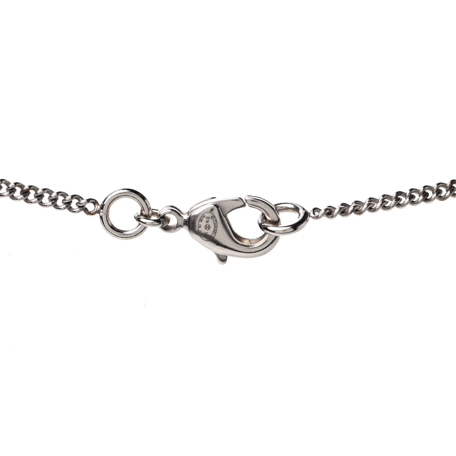 Chanel Crystal Pearl CC Pendant Necklace Silver 3 of 4