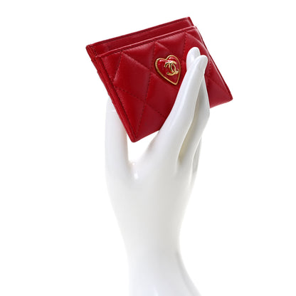 Chanel Lambskin Plexiglass Quilted Coco Love Card Holder Red 2 of 8