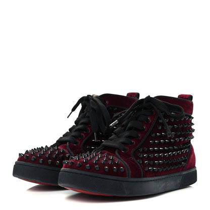 Christian Louboutin Velvet Spikes Sneakers 35.5 Dark Red 2 of 12