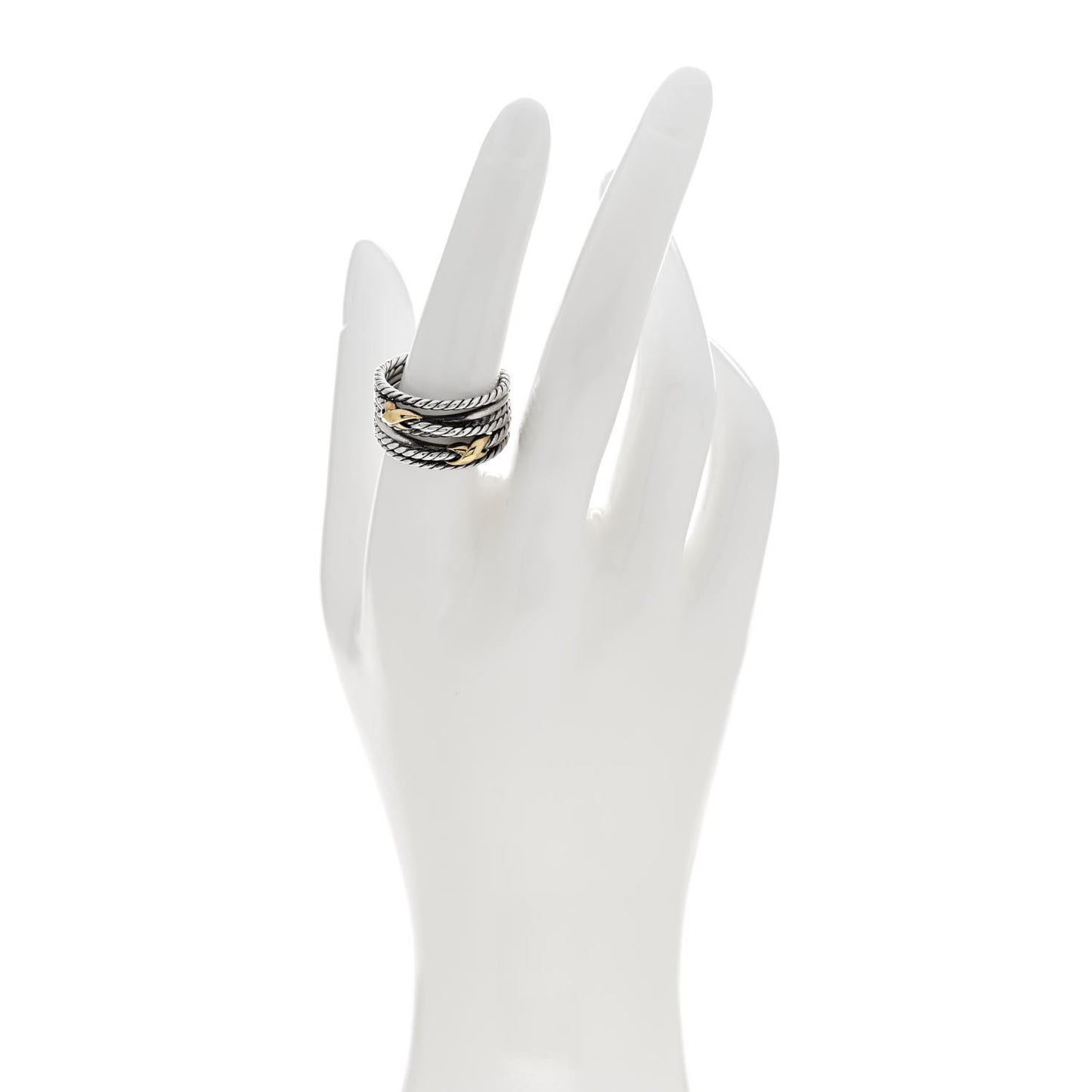 Sterling Silver 18K Yellow Gold Double X Crossover Ring 57 8