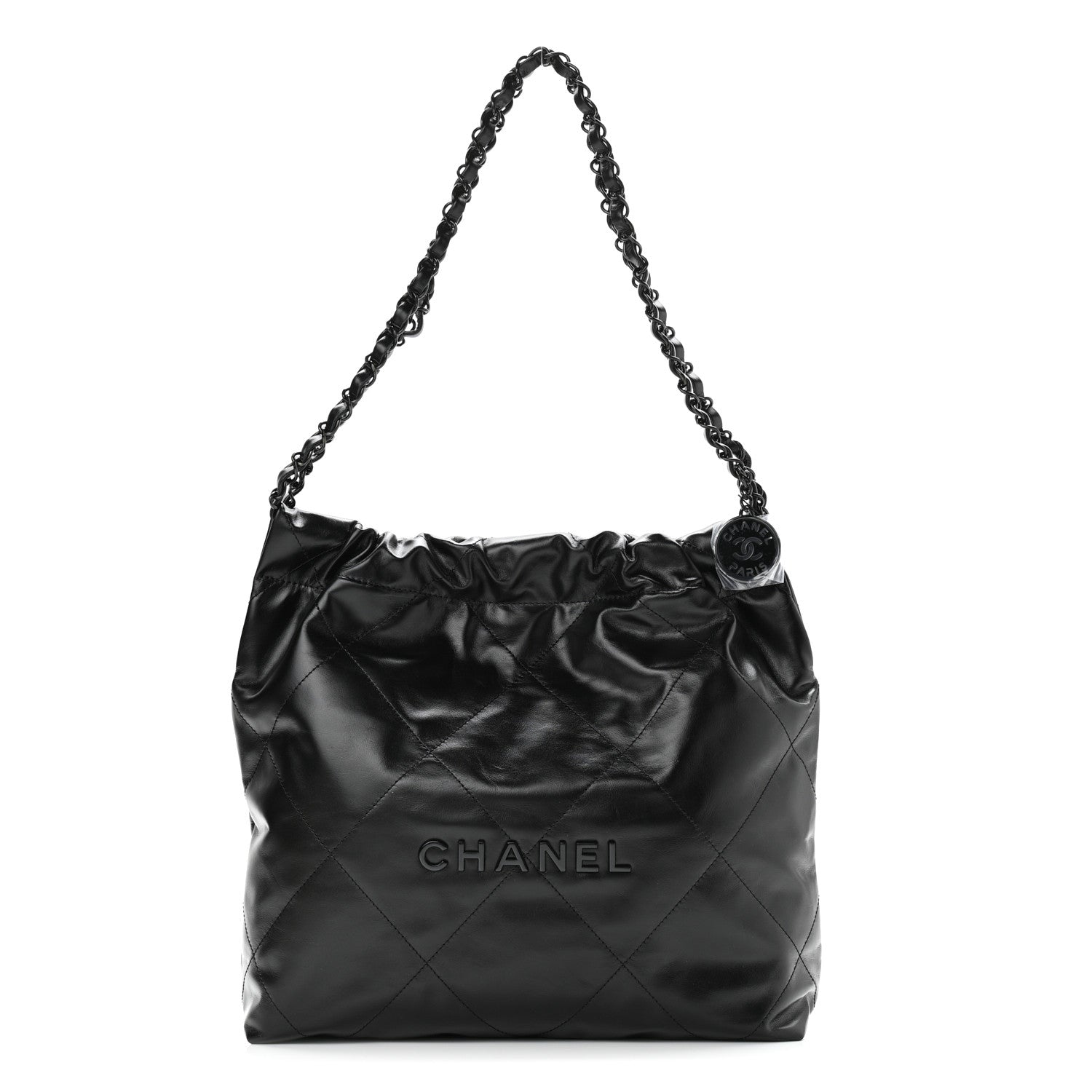 Chanel Shiny Calfskin Quilted Small Chanel 22 So Black 3 of 13