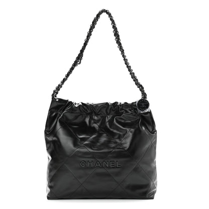Chanel Shiny Calfskin Quilted Small Chanel 22 So Black 3 of 13