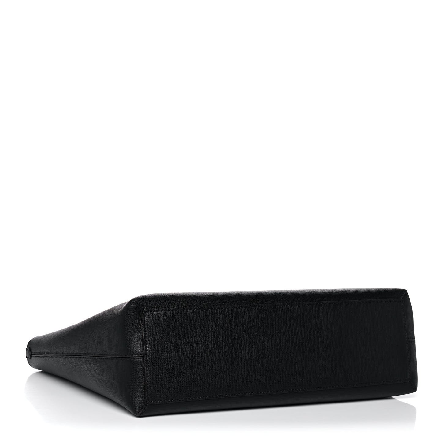 Grainy Calfskin Haymarket Check Medium Reversible Tote Black