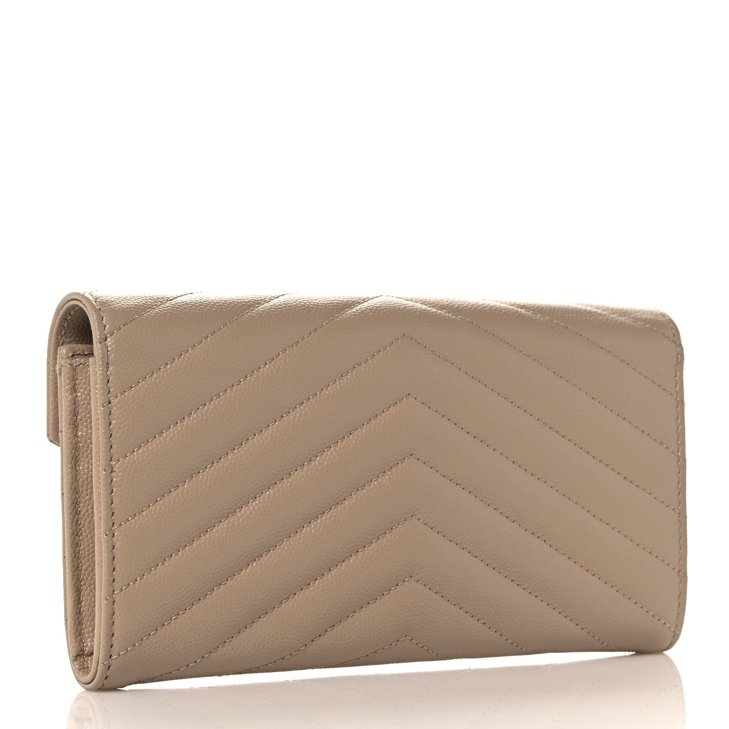 Grain De Poudre Matelasse Chevron Monogram Flap Wallet Taupe