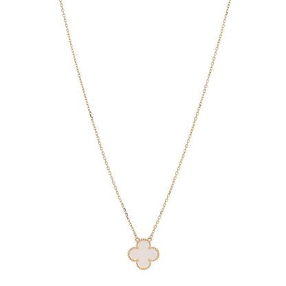 Van Cleef & Arpels 18K Yellow Gold Mother of Pearl Vintage Alhambra Pendant Necklace 1 of 4