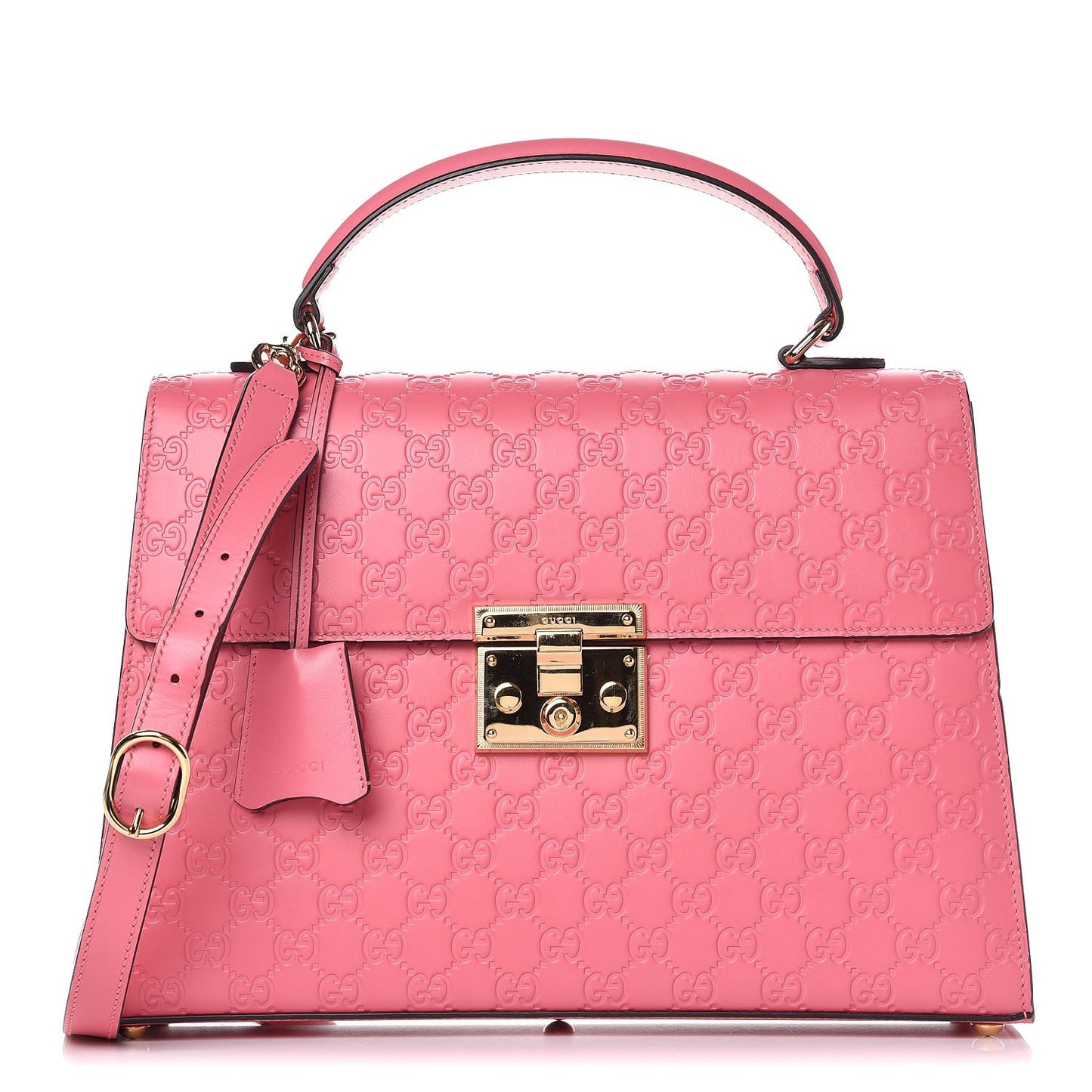 Guccissima Signature Medium Padlock Top Handle Bag Flush