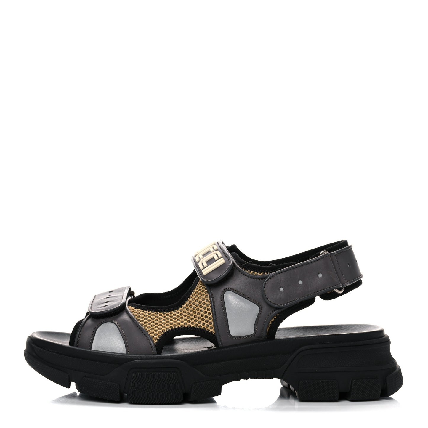 X SEGA Nappa Mesh Mens Aguru Sandals 9 Loess Black