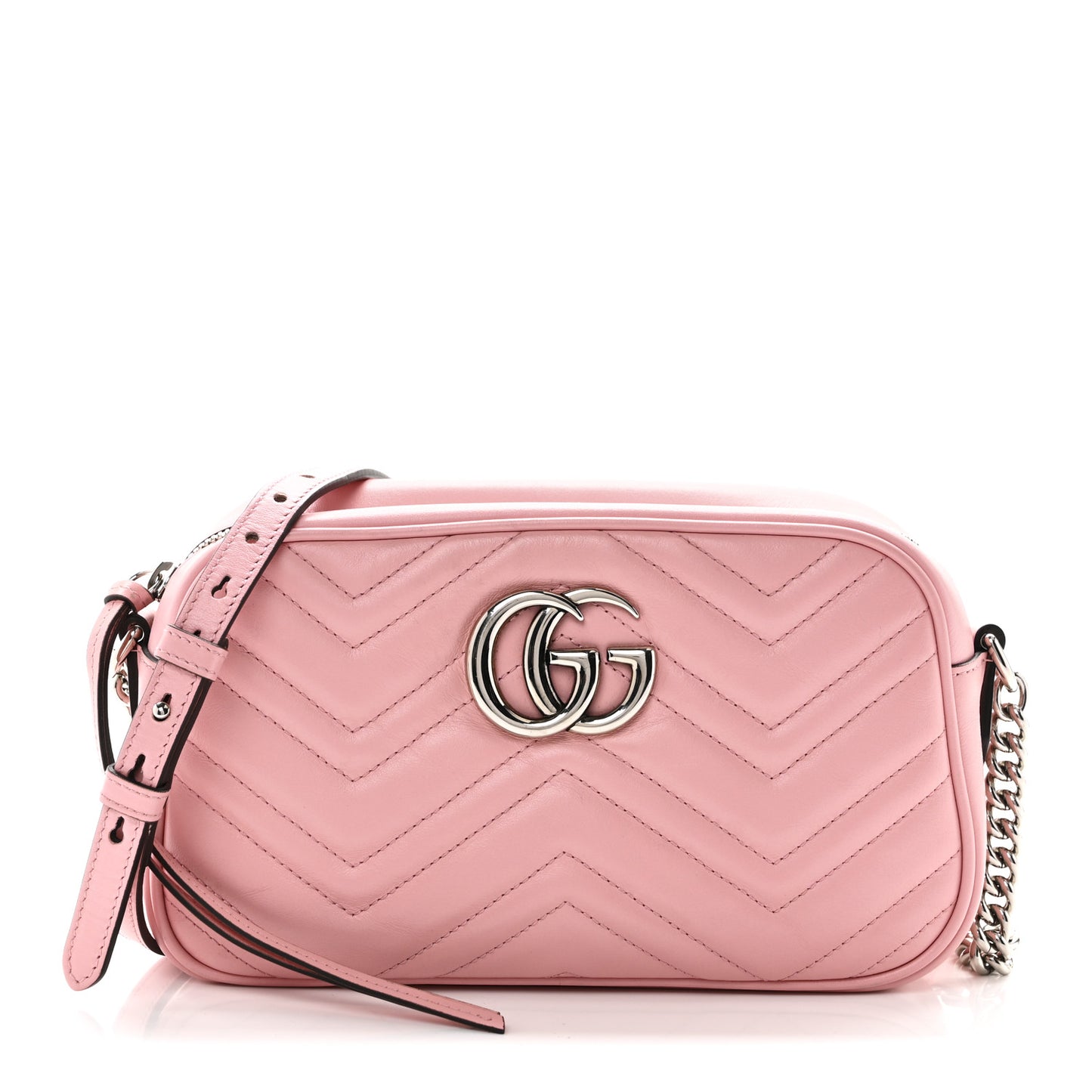 Calfskin Matelasse Small GG Marmont Chain Shoulder Bag Wild Rose