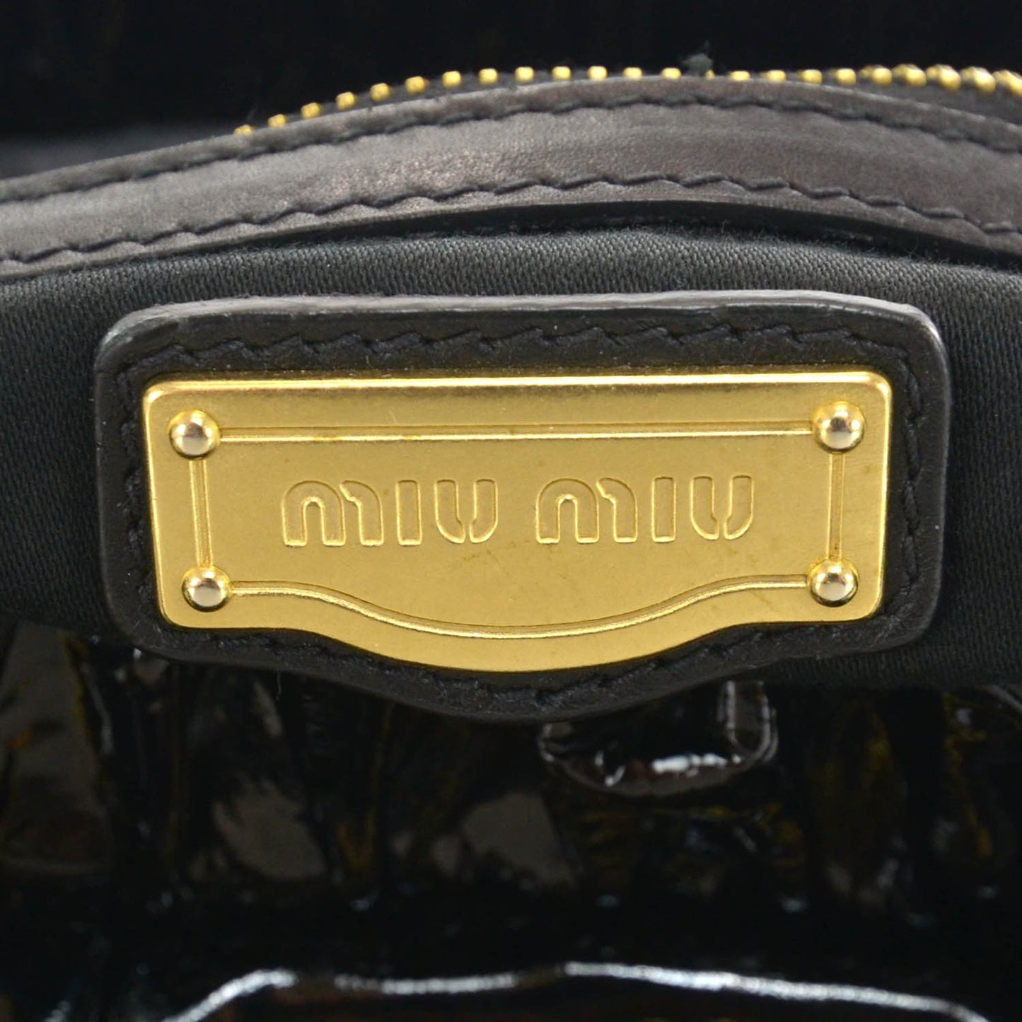 Vernice Patent Gathered Tote Black