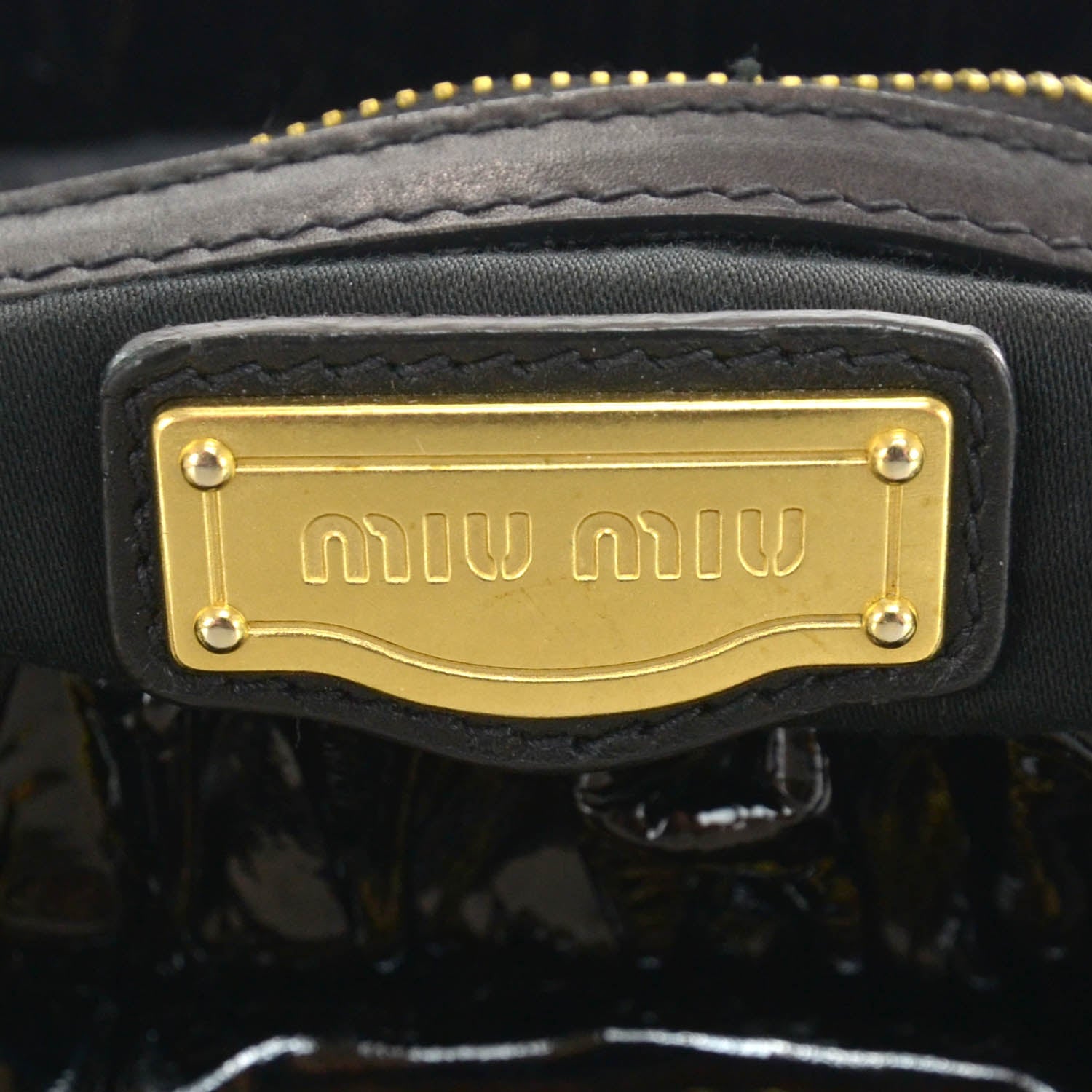 Miu Miu Vernice Patent Gathered Tote Black 6 of 7