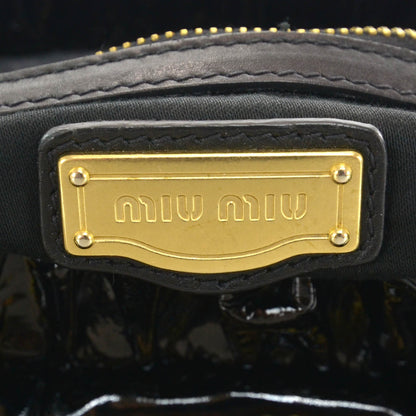 Miu Miu Vernice Patent Gathered Tote Black 6 of 7
