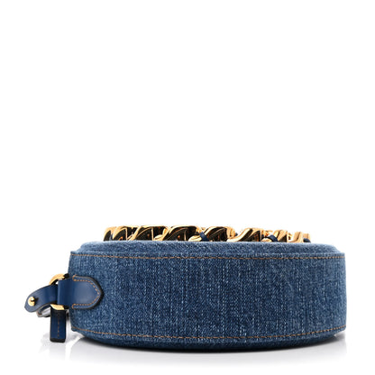 Versace Denim Mini La Medusa Disco Round Crossbody Bag Navy Blue 4 of 10