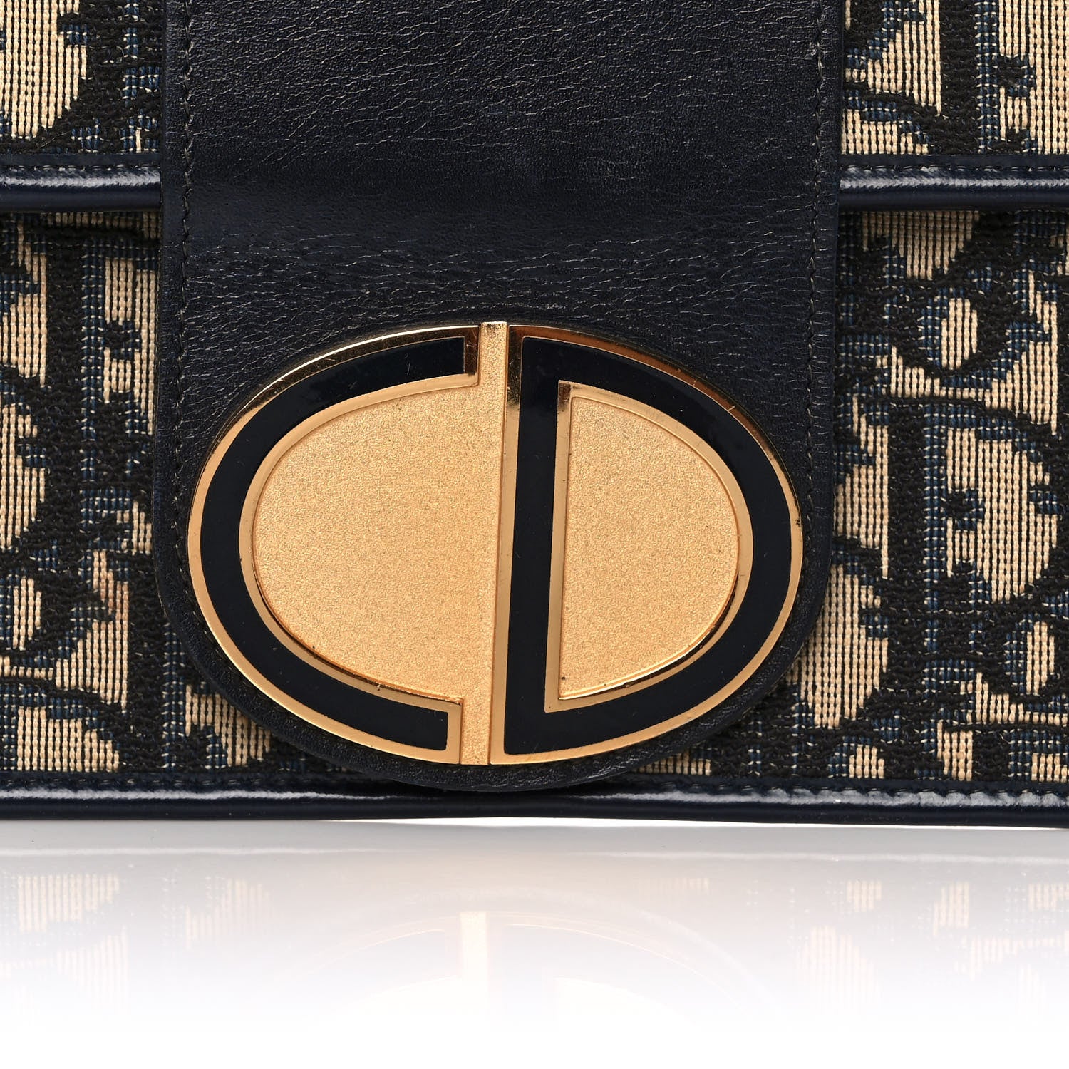 Christian Dior Monogram Flap Clutch Navy Blue 8 of 9