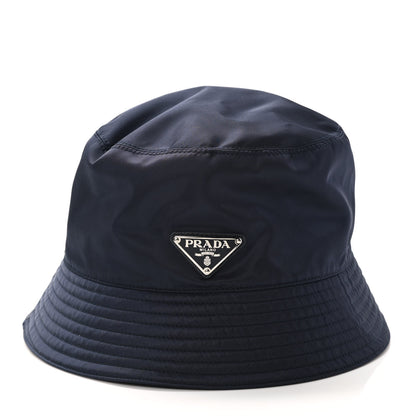 Prada Re-Nylon Metal Triangle Logo Mens Bucket Hat L Navy 3 of 8