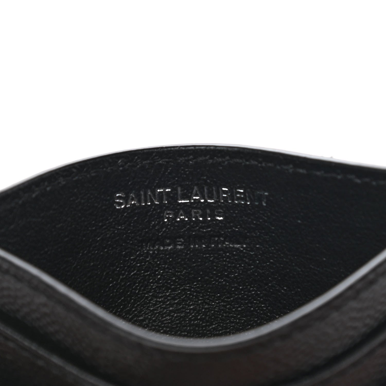 Saint Laurent Grain De Poudre Matelasse Chevron Monogram Credit Card Case Black 6 of 8