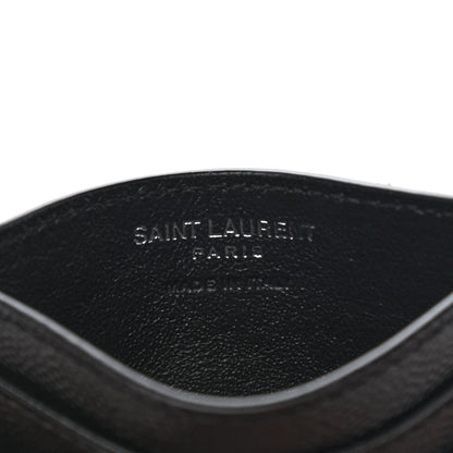 Saint Laurent Grain De Poudre Matelasse Chevron Monogram Credit Card Case Black 6 of 8