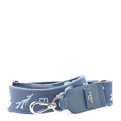 Fendi Jacquard Fabric Vitello FF Embroidered Adjustable Strap You Mirto White 1 of 4