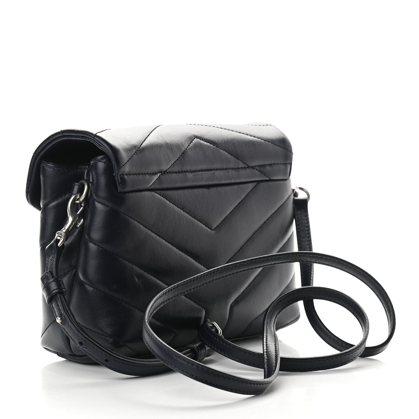 Calfskin Y Quilted Monogram Toy Loulou Crossbody Bag Black