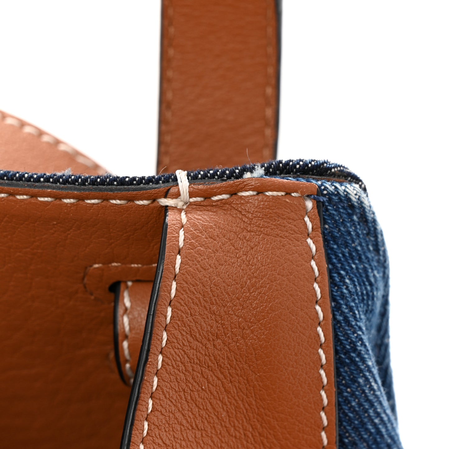 Calfskin Denim Small Hammock Shoulder Bag Blue Tan