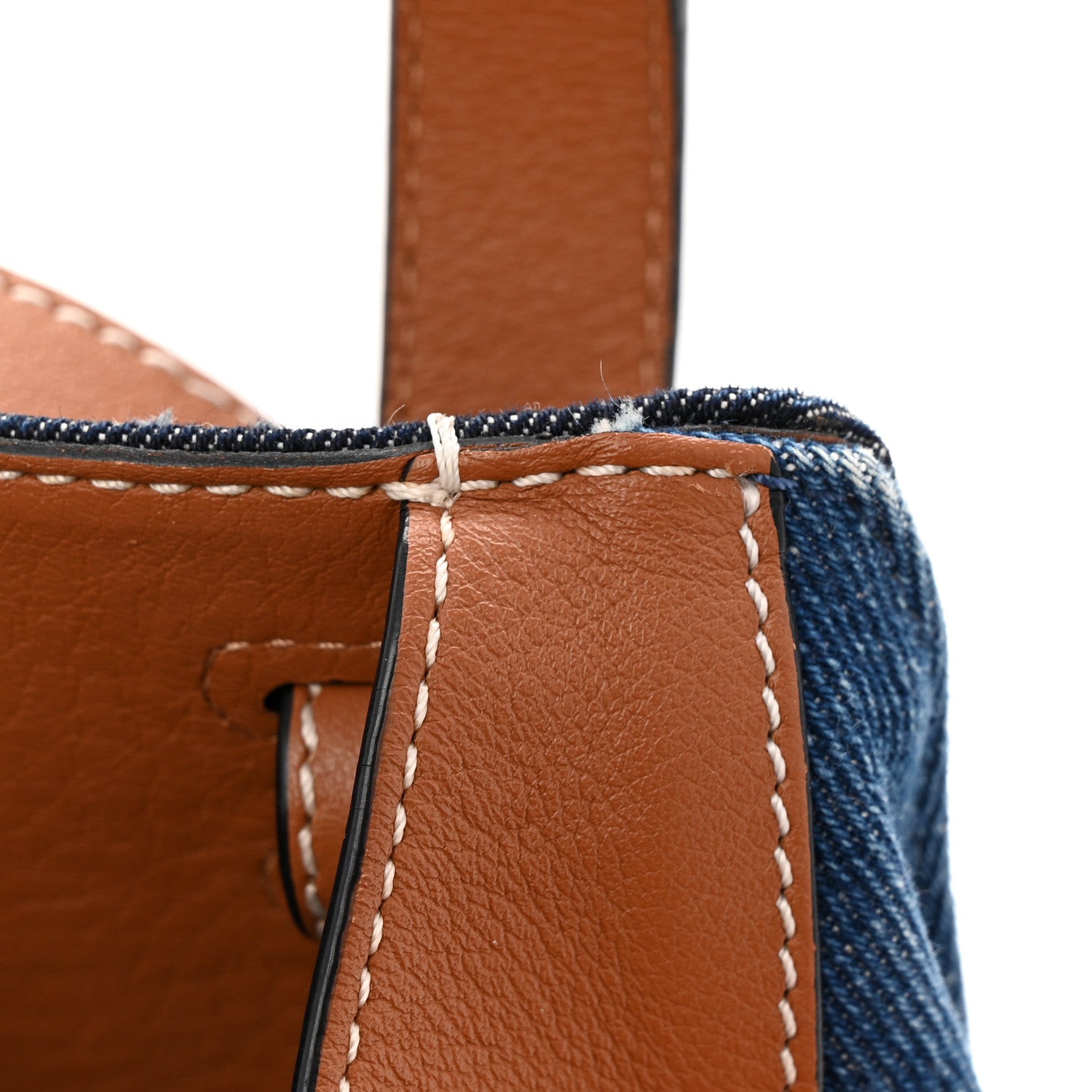 Loewe Calfskin Denim Small Hammock Shoulder Bag Blue Tan 11 of 12