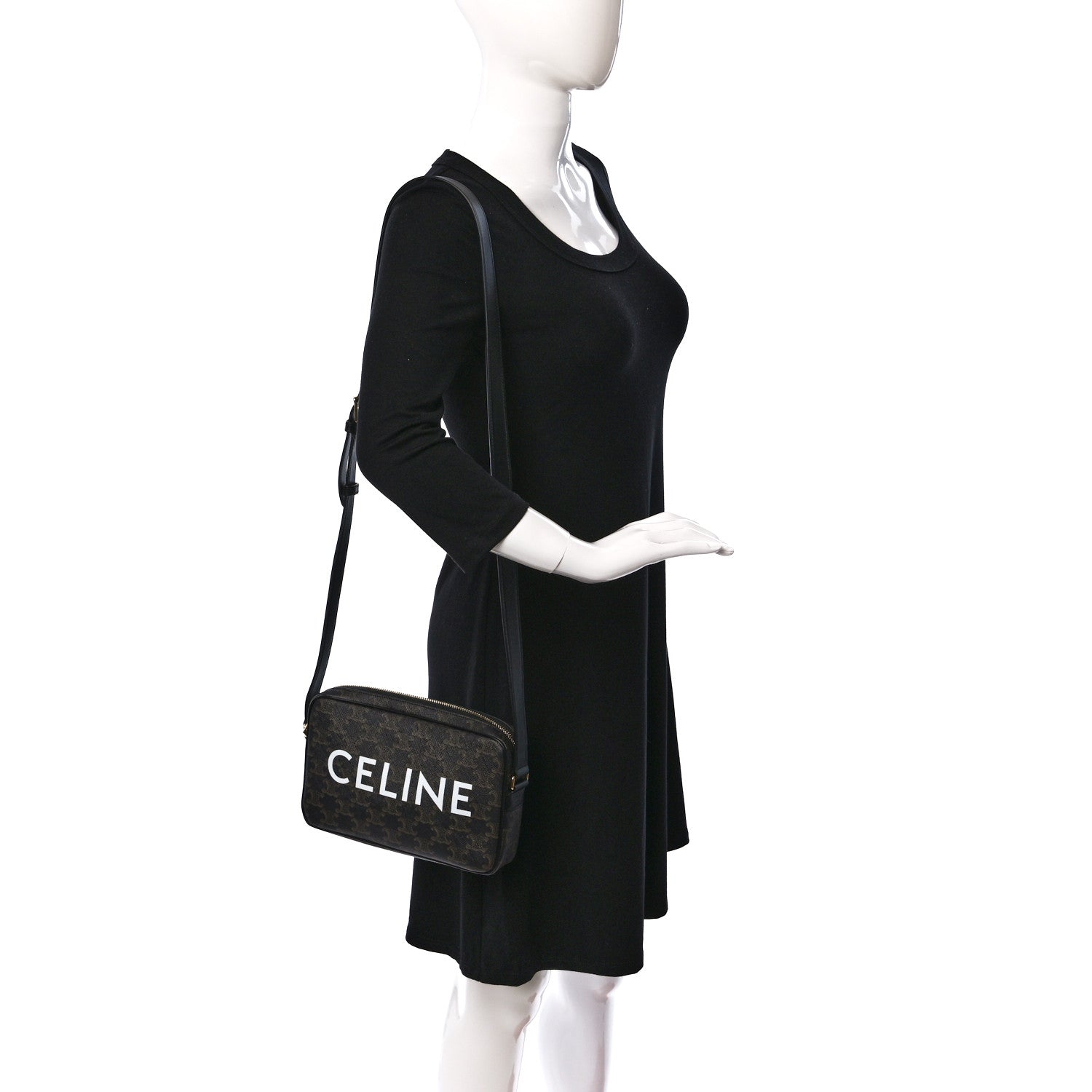 Celine Triomphe Canvas Medium Messenger Bag Black 2 of 10