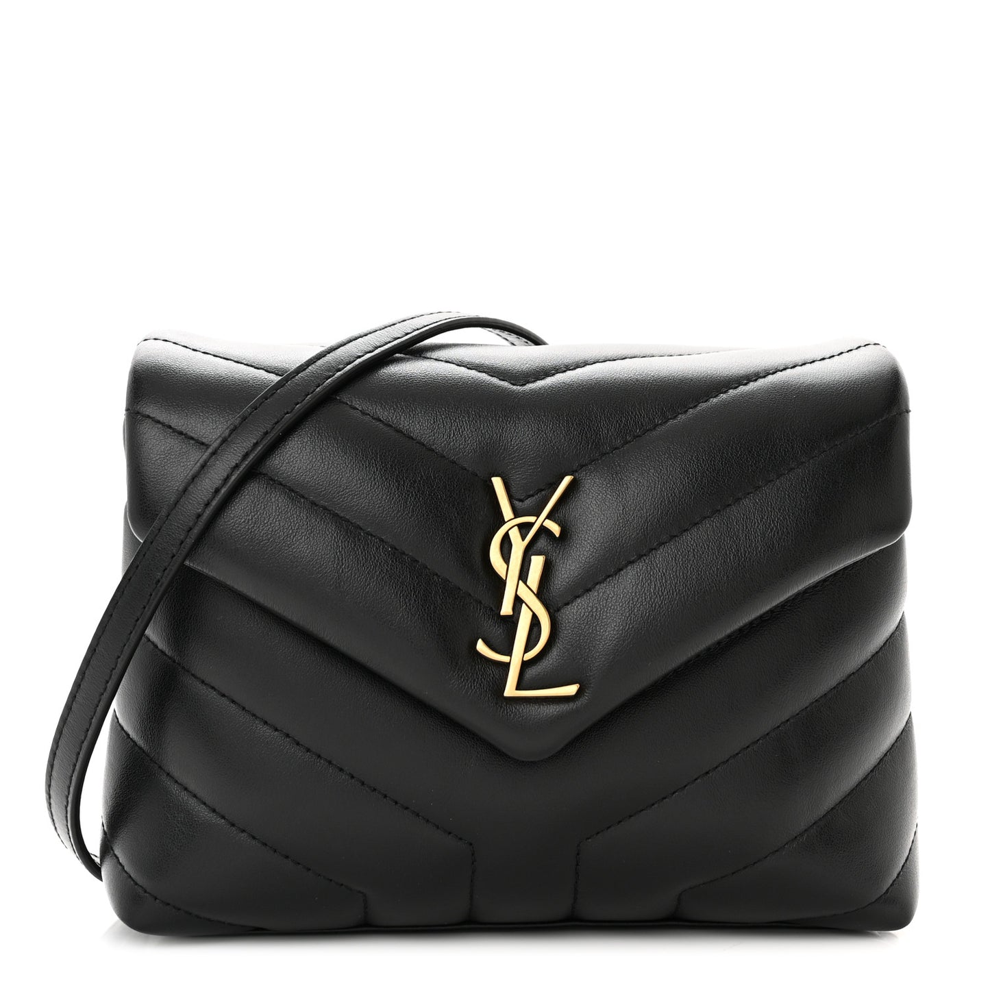 Calfskin Y Quilted Monogram Toy Loulou Crossbody Bag Black