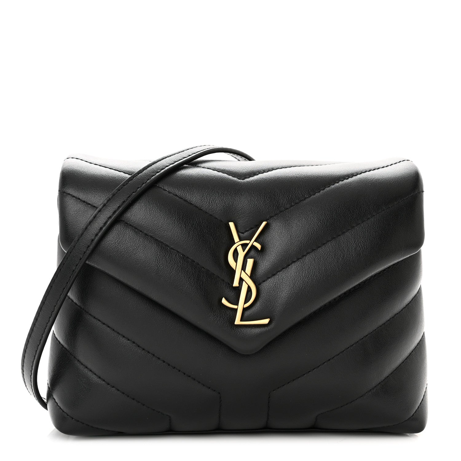 Saint Laurent Calfskin Y Quilted Monogram Toy Loulou Crossbody Bag Black 1 of 12