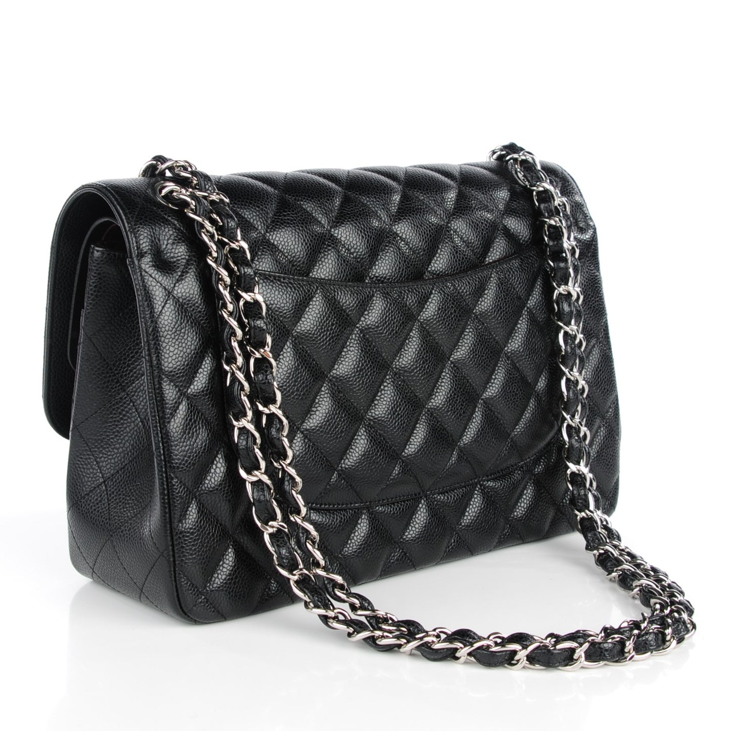 Caviar Quilted Jumbo Double Flap Black