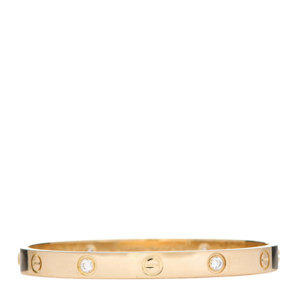 Cartier 18K Yellow Gold 4 Diamond LOVE Bracelet 17 1 of 8