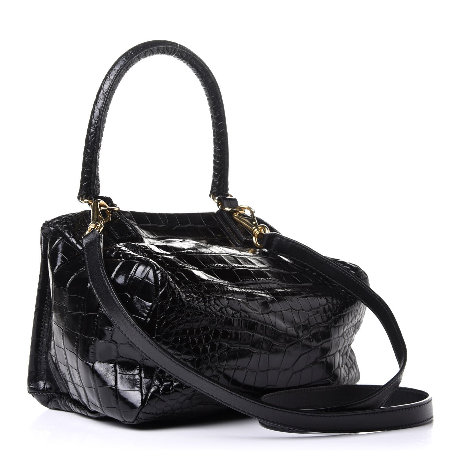 Givenchy Calfskin Crocodile Embossed Small Pandora Black 3 of 13