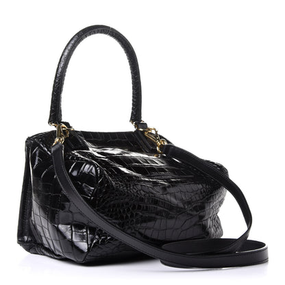 Givenchy Calfskin Crocodile Embossed Small Pandora Black 3 of 13