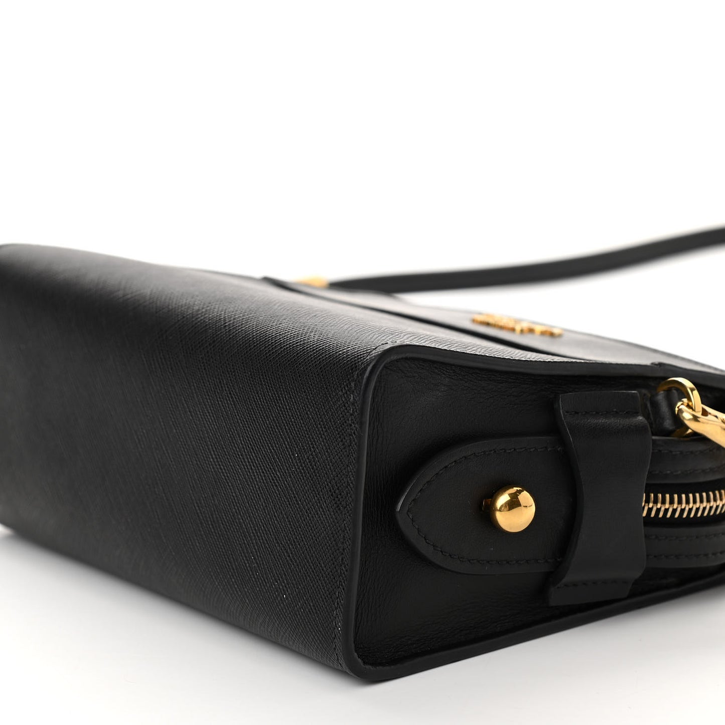 Saffiano City Calfskin Esplanade Crossbody Bag Black