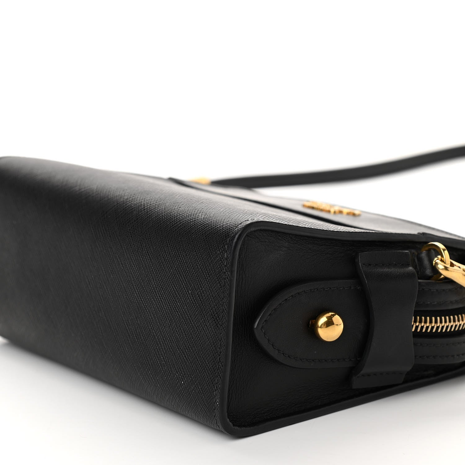Prada Saffiano City Calfskin Esplanade Crossbody Bag Black 9 of 9