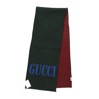 Gucci Wool Silk Guccium Scarf Petroleum Blue Bordeaux 2 of 4