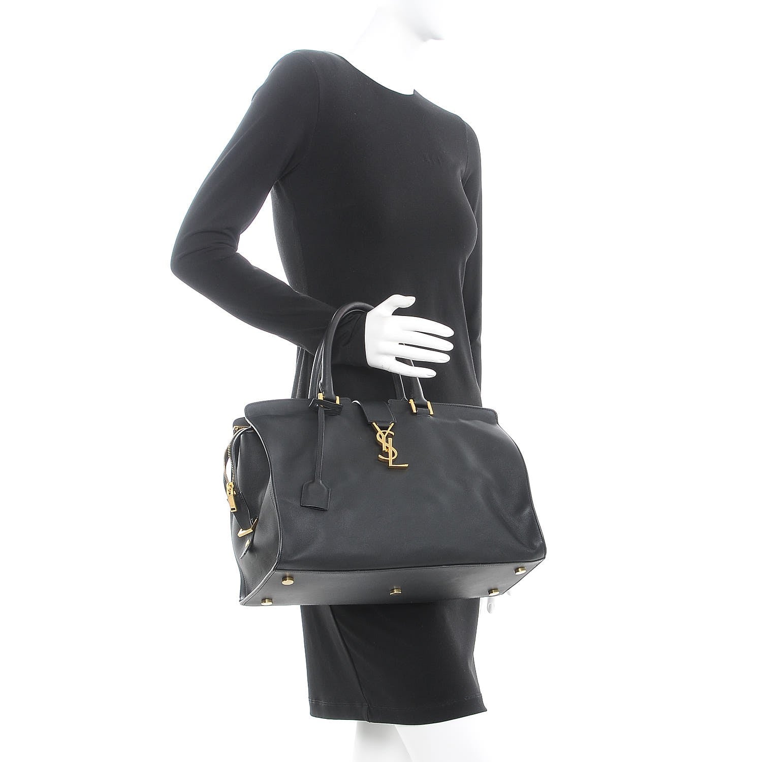 Saint Laurent Smooth Calfskin Medium Monogram Cabas Black 3 of 23