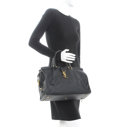 Saint Laurent Smooth Calfskin Medium Monogram Cabas Black 3 of 23