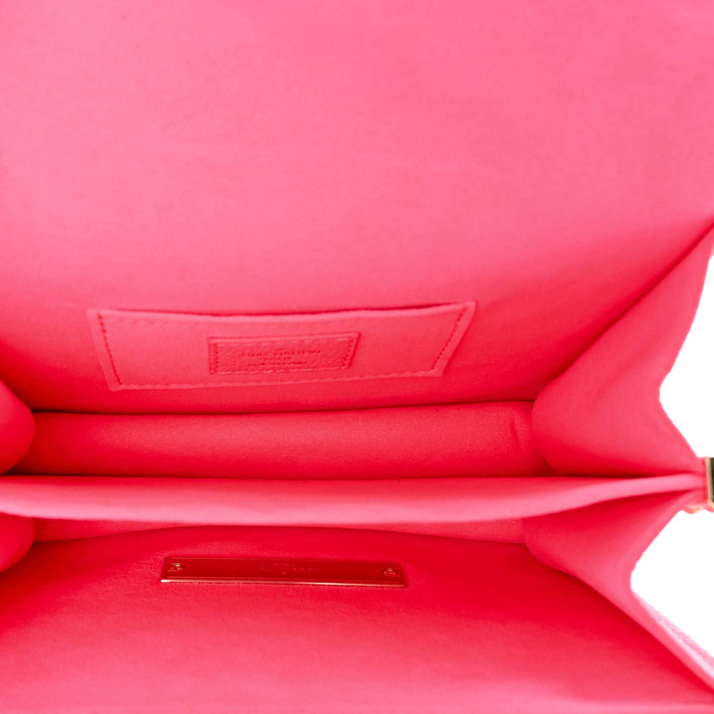 Grained Calfskin Tufted Monogram Mini Dauphine Fluo Pink
