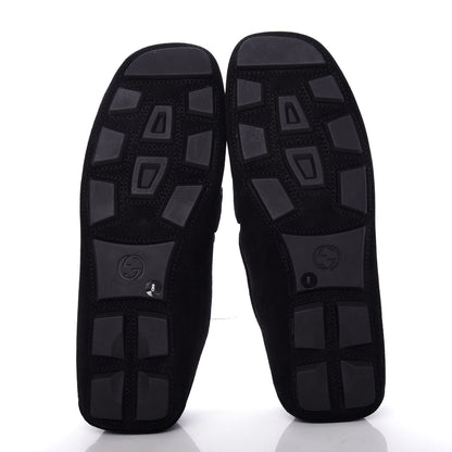 Gucci Suede Mens Driver Queen Loafers 8 Black 6 of 12