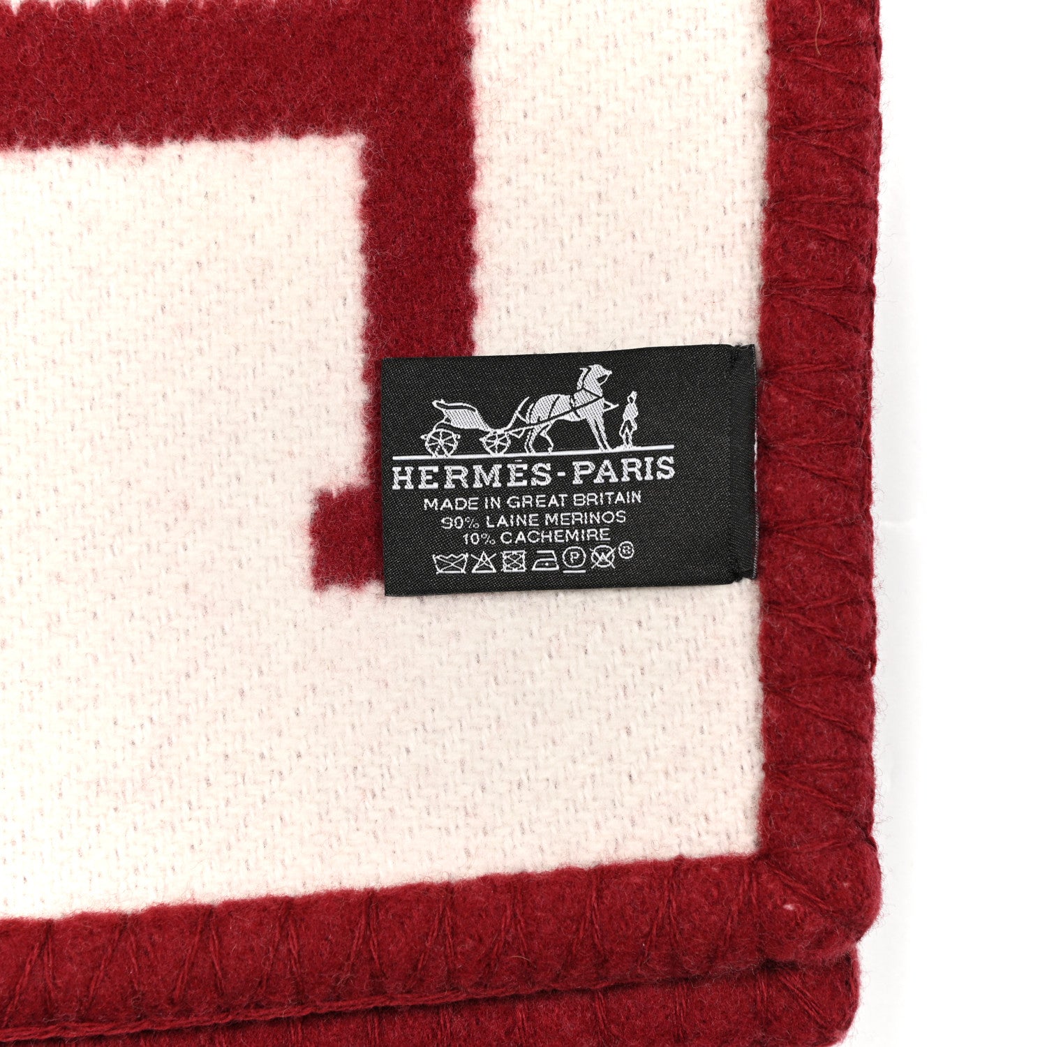 Hermes Wool Cashmere Avalon III Blanket Ecru Rouge H 3 of 3