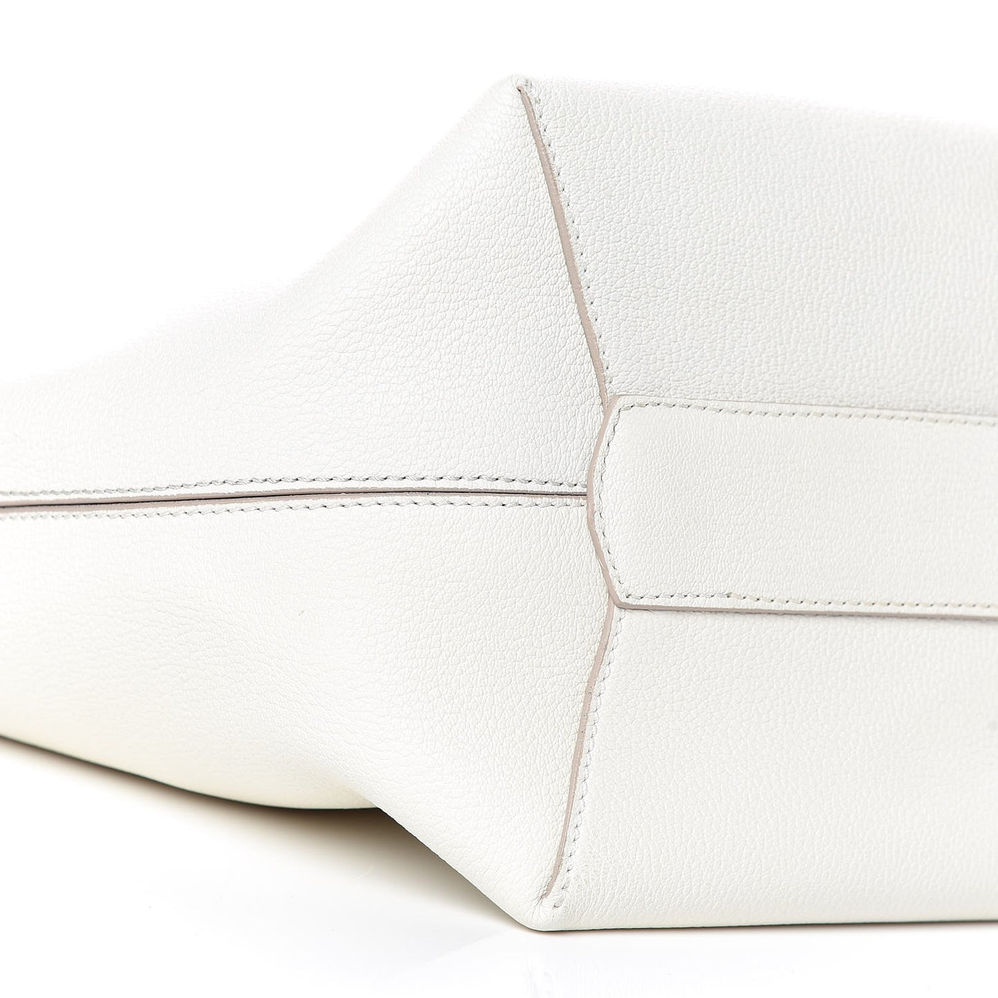 Grained Calfskin Medium GV Bucket Bag White